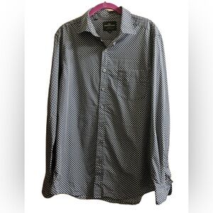 Rodd & Gunn Blue and White Geometric Long Sleeve Button Up Sports Fit Shirt M
